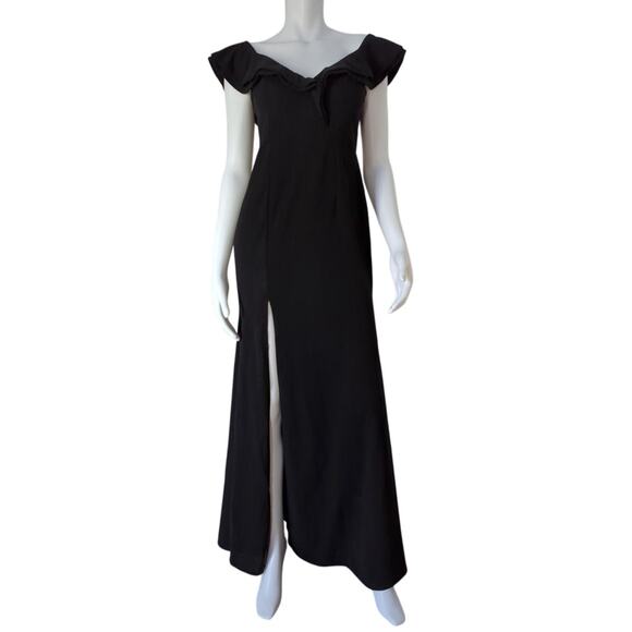 Luxxel Floor Length Strapless Evening Gown, Black with High Side Leg Slit Size M - Picture 1 of 7